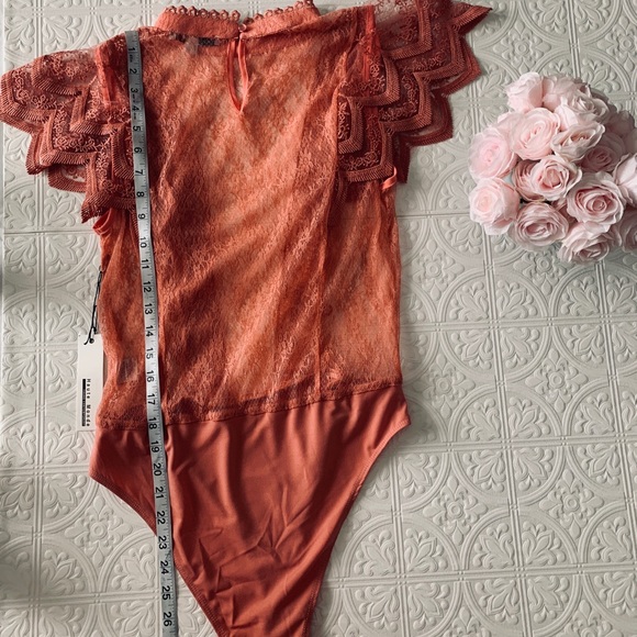 Dusty Rose Body Suit Lace Blouse - Picture 5 of 6